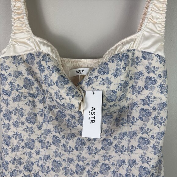 ASTR The Label Adrienne Blue Floral Mini Dress XL Corset Bust Cottagecore NWT - Picture 9 of 11